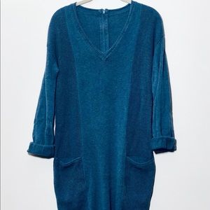 Wrap London long-sleeve blue knit sweater-dress Sm